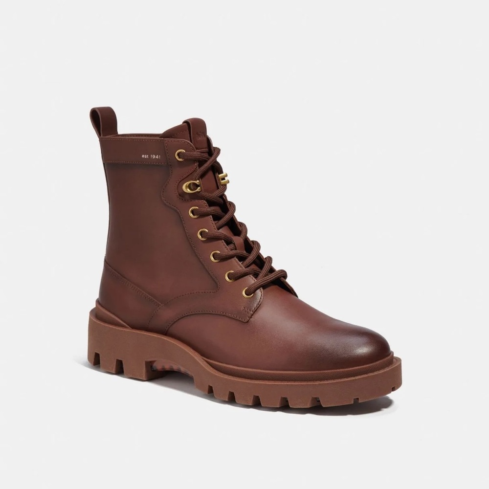 NEW Coach Men’s Citysole Leather Boots Brown Size 8 D
